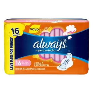 Absorvente Always Super Proteção Suave Com Abas 16 unidades
