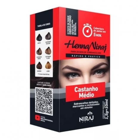 HENNA NIRAJ PELE E PELO - CASTANHO MEDIO 2G+10ML - A010586