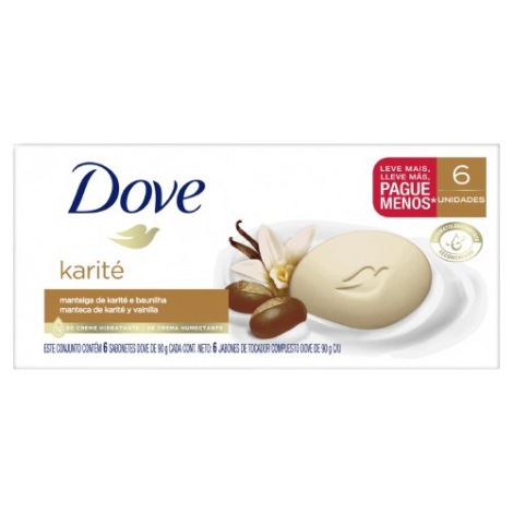 DOVE SAB KARITE E BAUNILHA C/06 UN 90GR - A000264