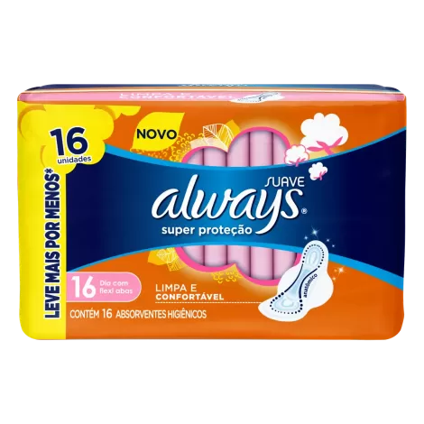 Absorvente Always Super Proteção Suave Com Abas 16 unidades
